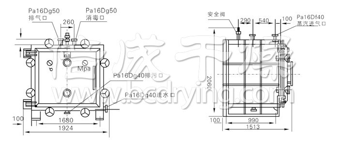 方形静态真空干燥机结构示意图